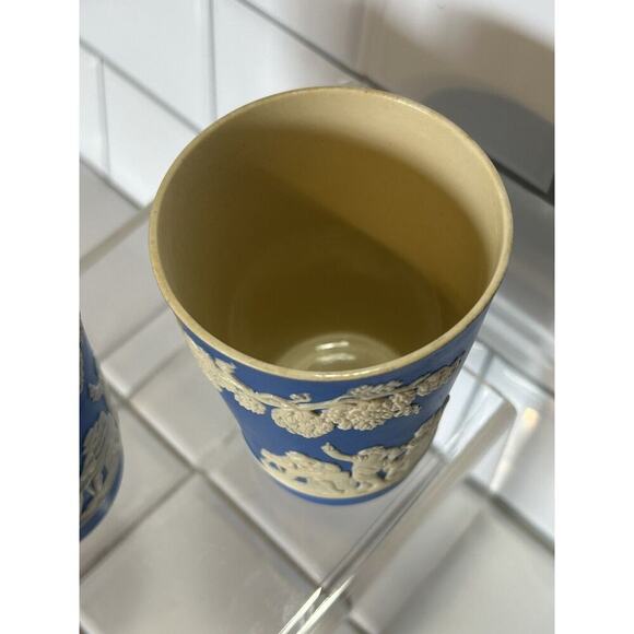 Copeland Spode SP293 Jasper Ware Blue Tumbler 4" Made In England. 2 Vintage Cup - Picture 10 of 13